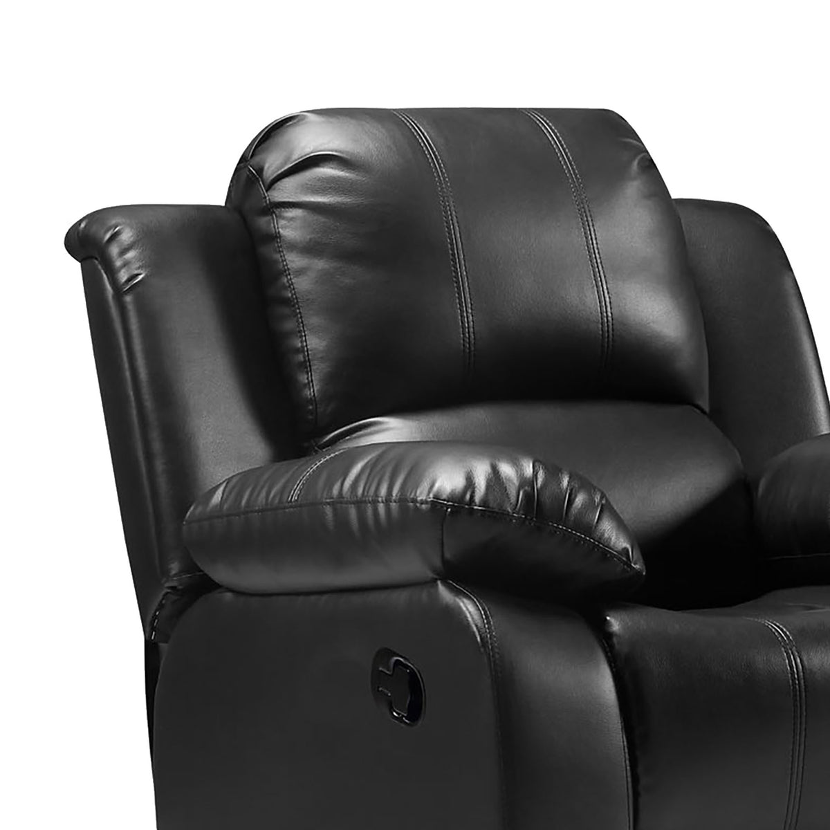 Valencia Black Reclining Air Leather Armchair - Close up of back