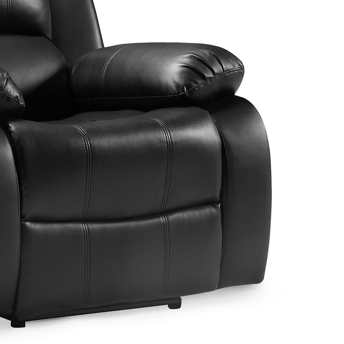 Valencia Black Reclining Air Leather Armchair - Close up of front of seat