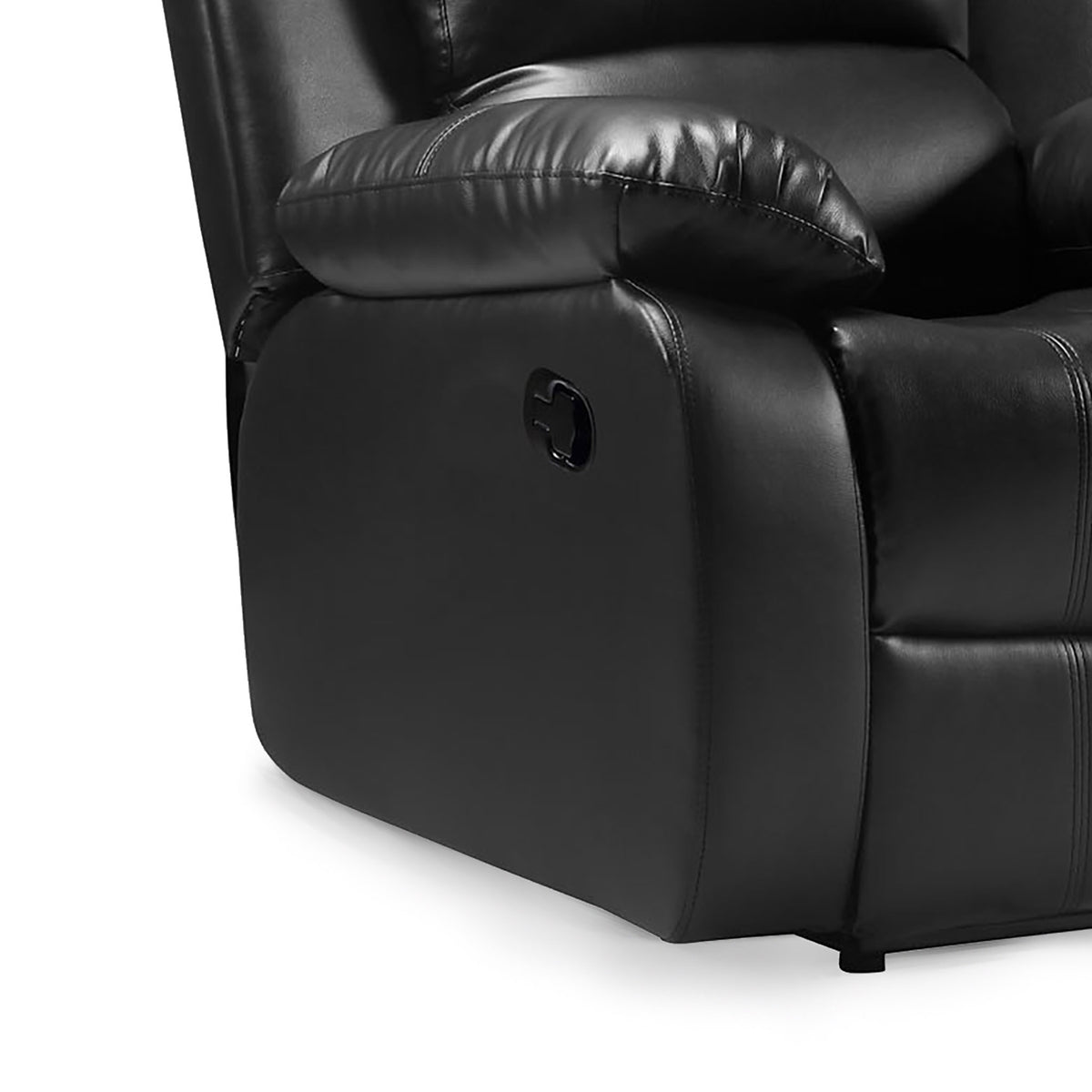 Valencia Black Reclining Air Leather Armchair - Close up of side of chair