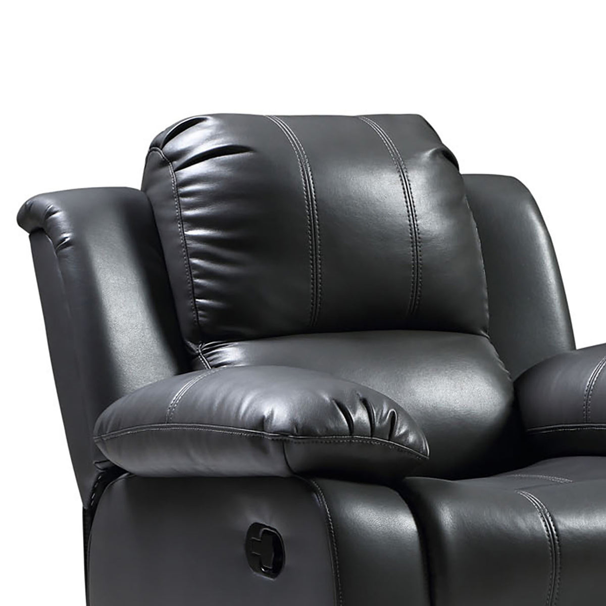 Valencia Grey Reclining Air Leather Armchair - Close up of back