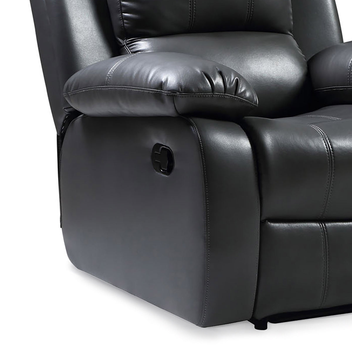 Valencia Grey Reclining Air Leather Armchair - Close up of side of chair