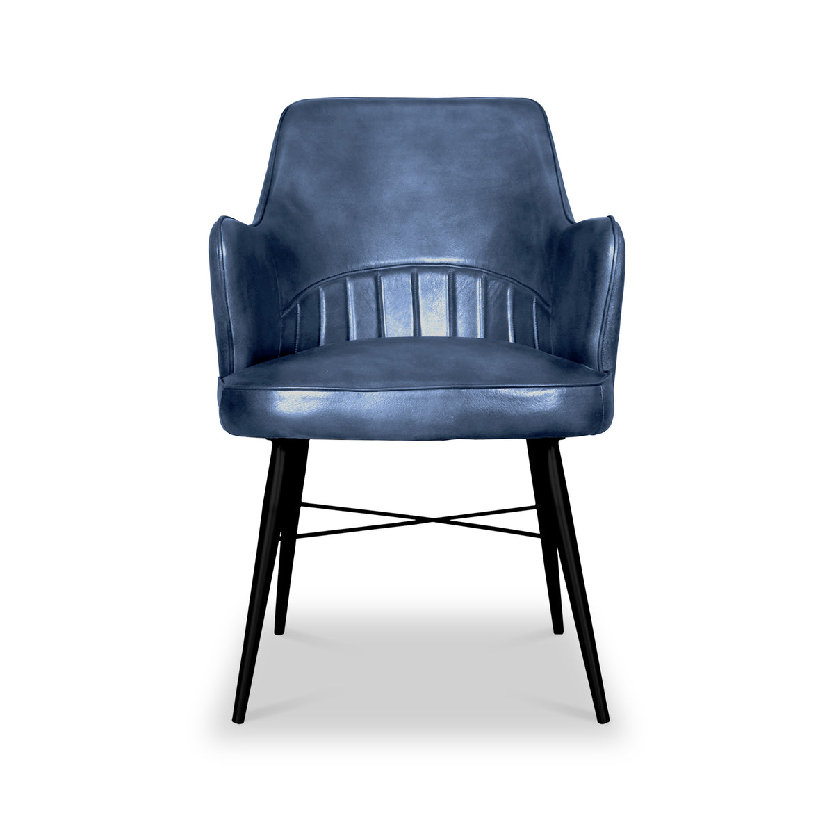 Billie Blue Aniline Leather Carver Chair