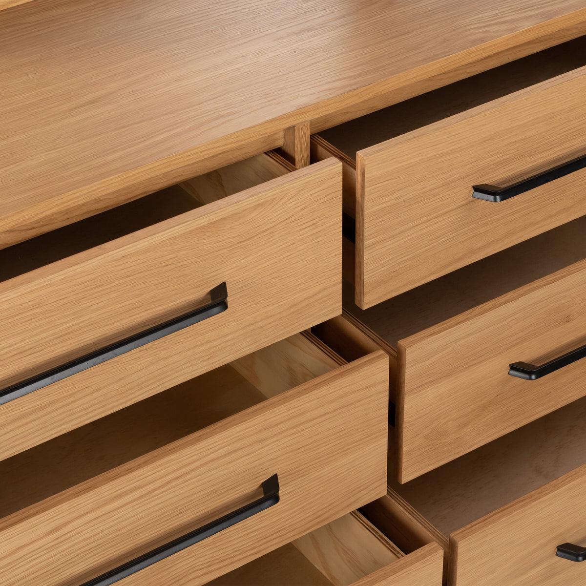 Sunburst Oak 6 Drawer Chest