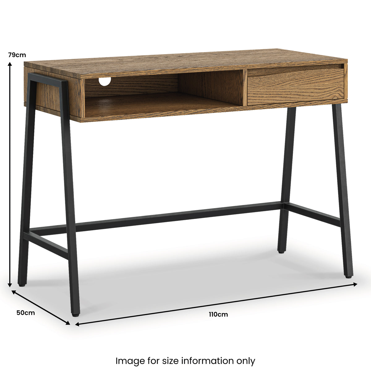 Isaac Oak 1 Drawer Desk dimensions