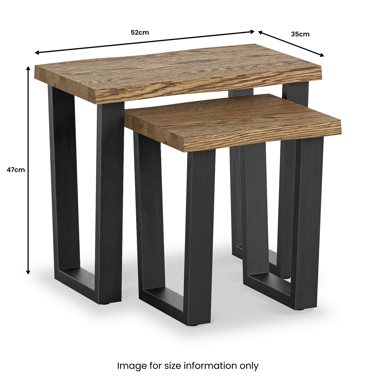 Isaac Oak Nest of Tables dimensions