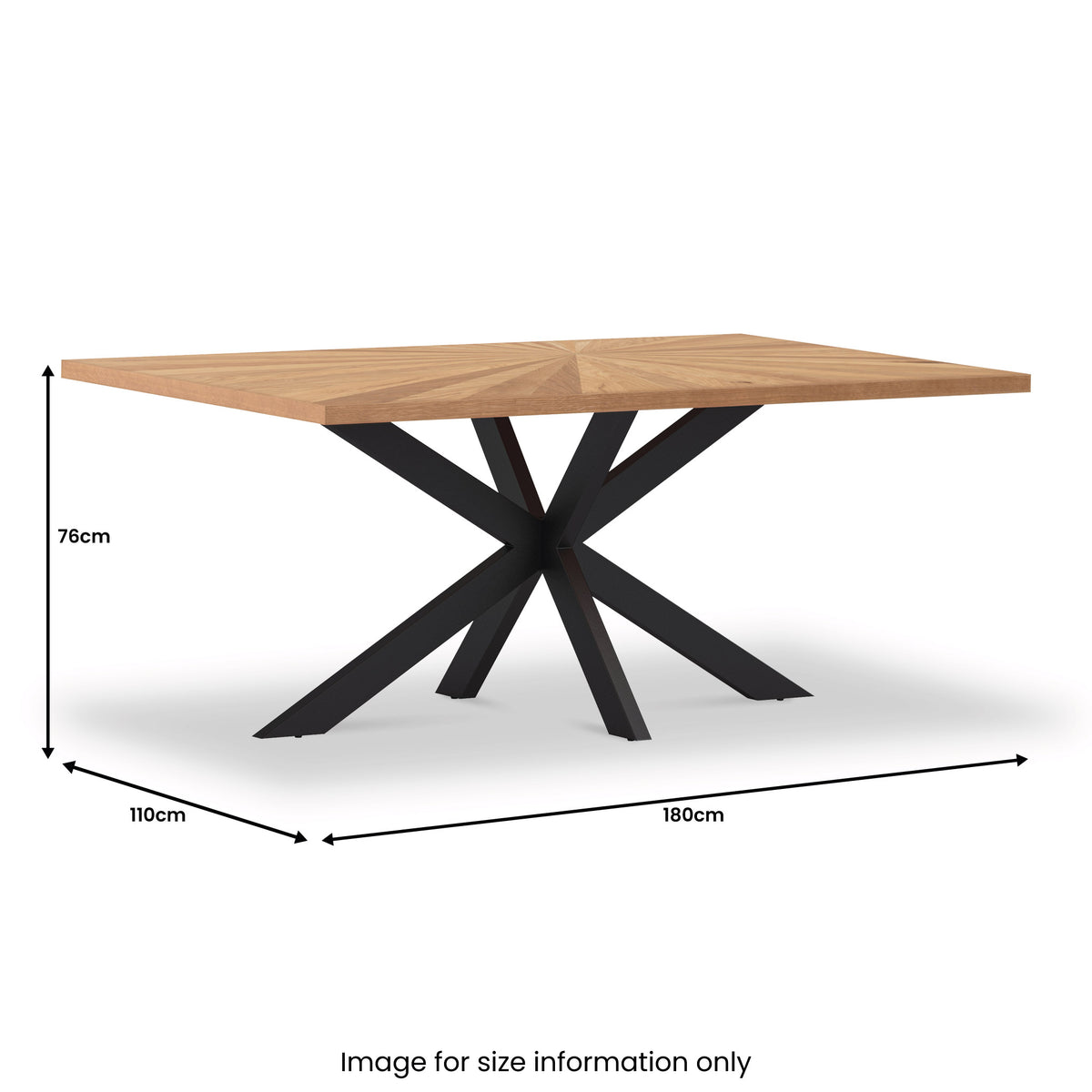 Sunburst Oak 180cm Rectangular Dining Table dimensions
