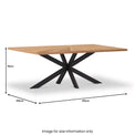 Sunburst Oak 210cm Rectangular Dining Table dimensions