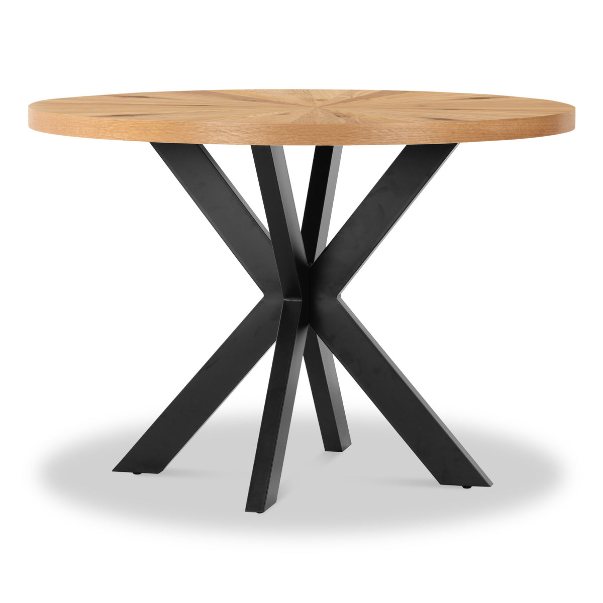 Sunburst Oak Round Dining Table