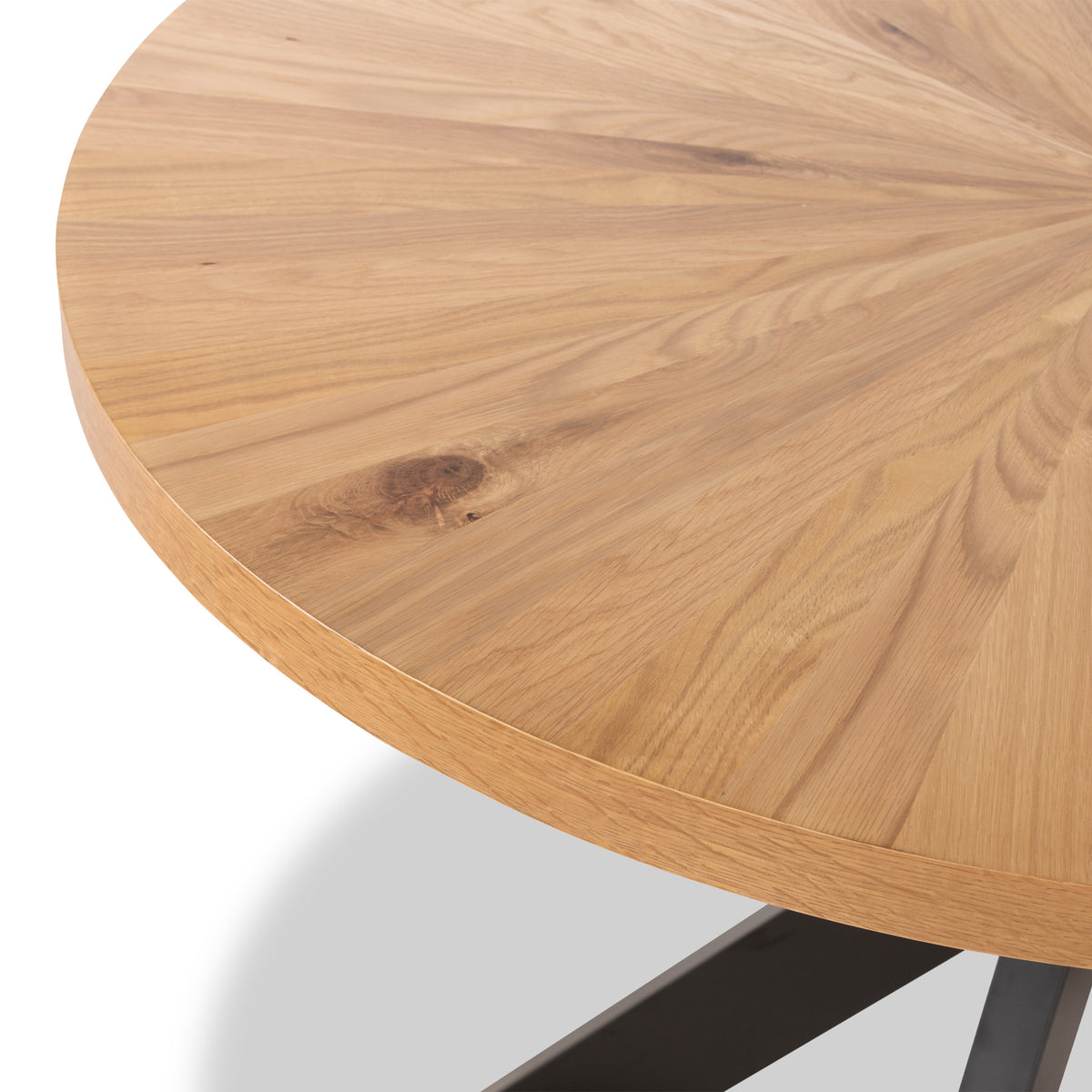 Sunburst Oak Round Dining Table