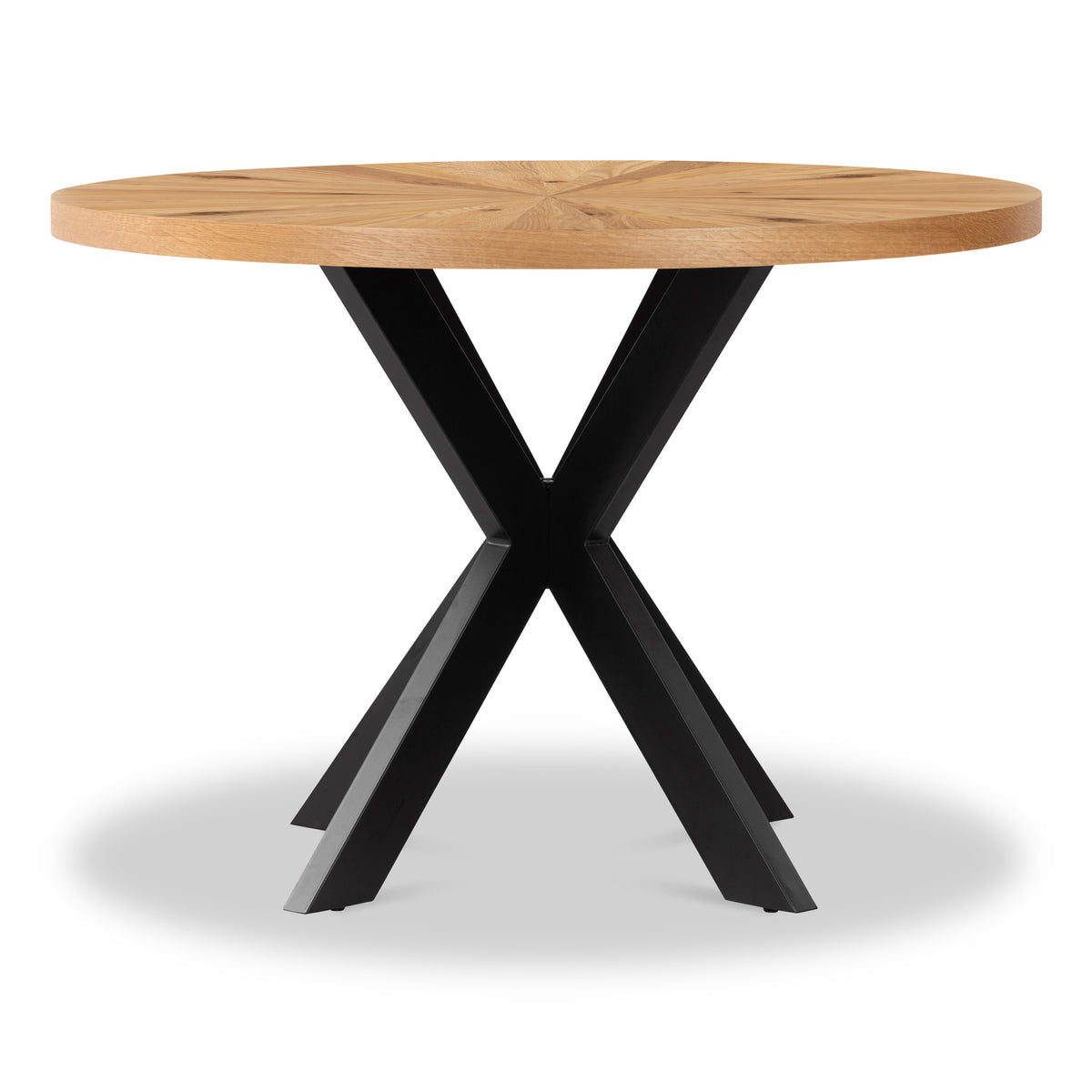 Sunburst Oak Round Dining Table