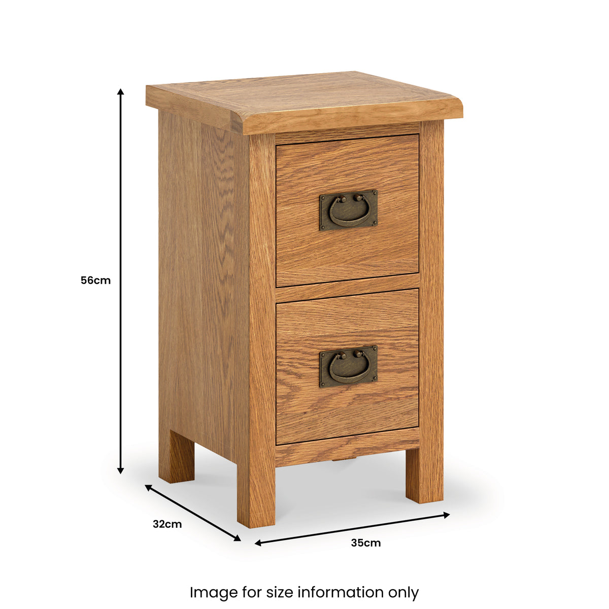 Surrey Slim Oak Bedside Table dimensions