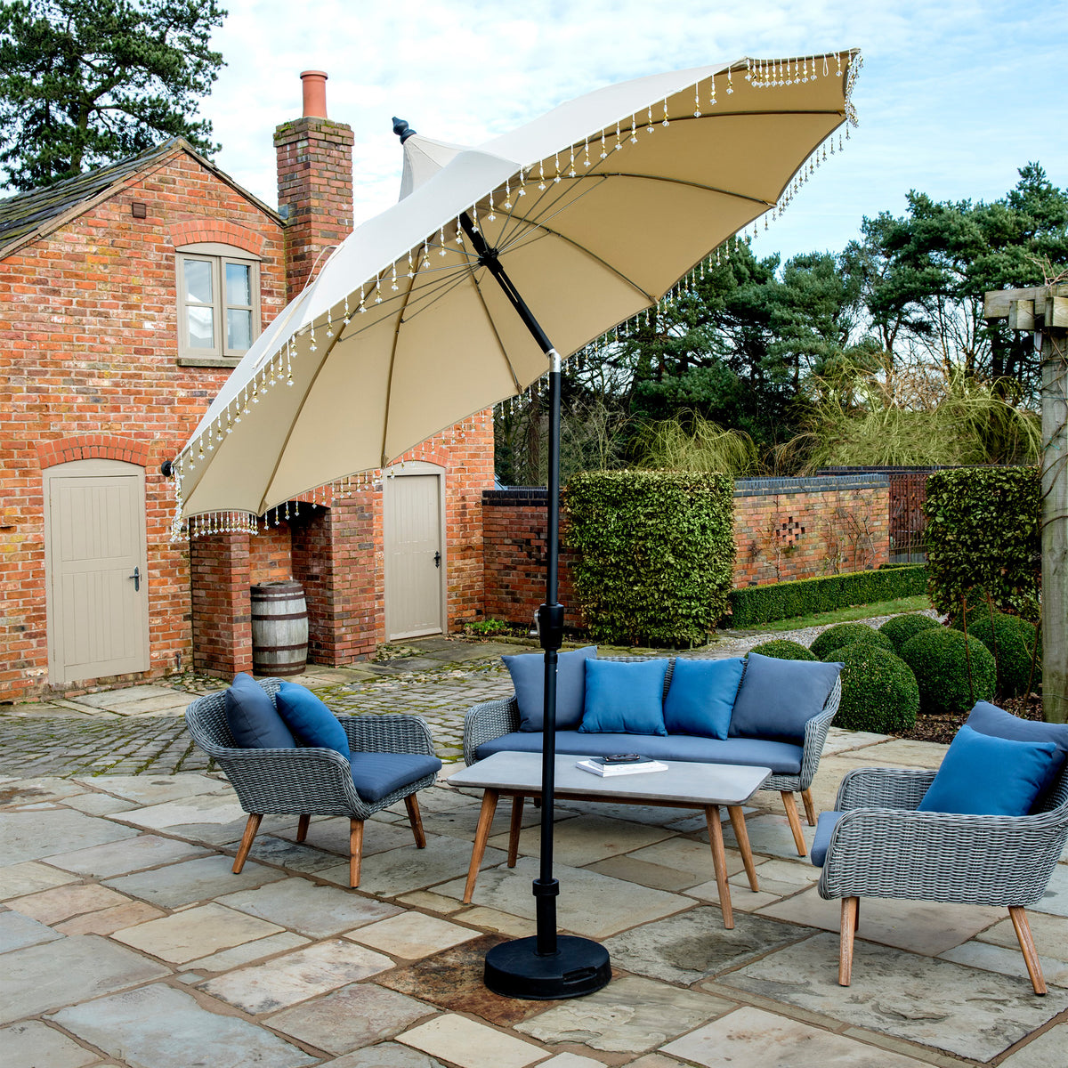 Carrousel Ivory Beaded 2.5m Patio Umbella