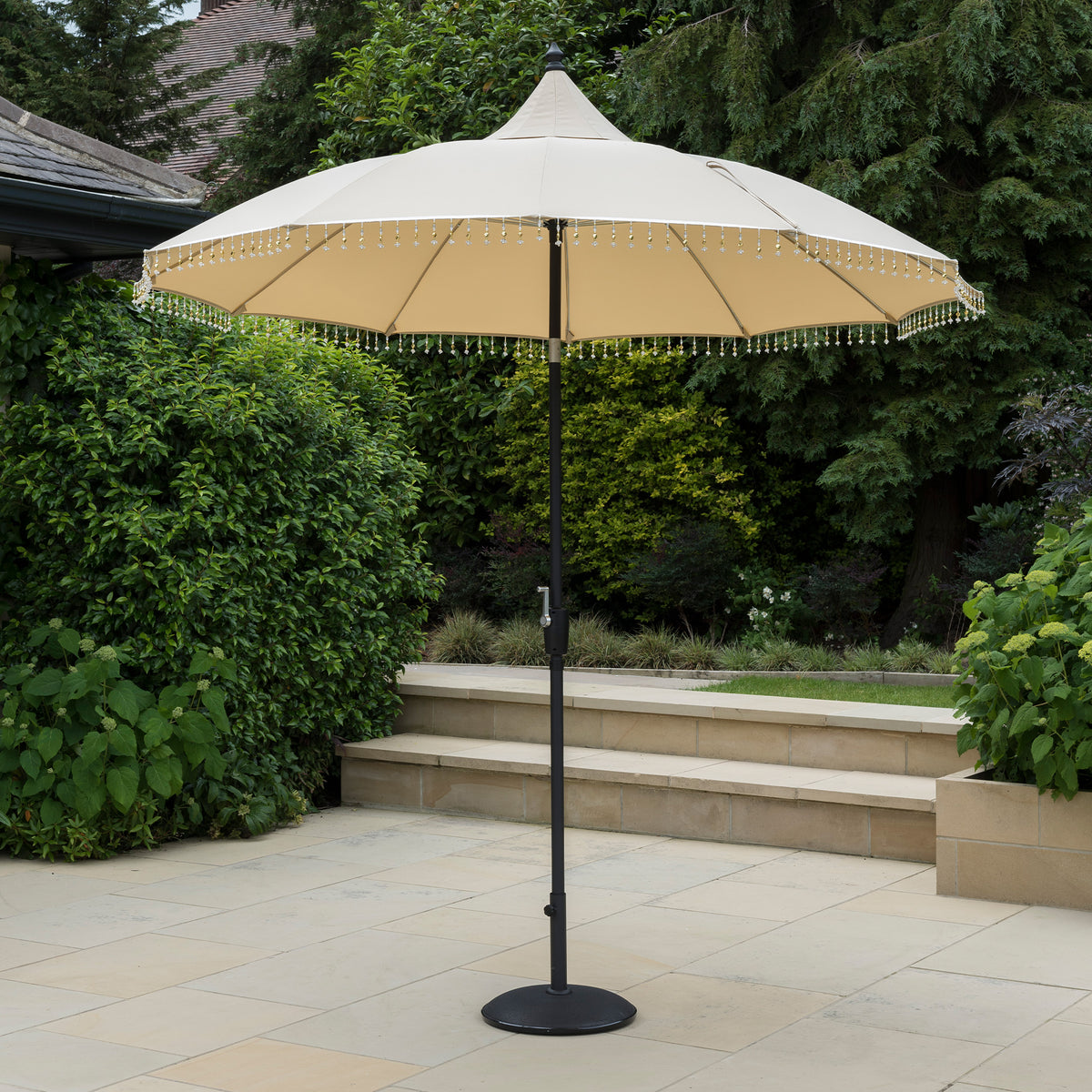 Carrousel Ivory Beaded 2.5m Outdoor Garden Parasol