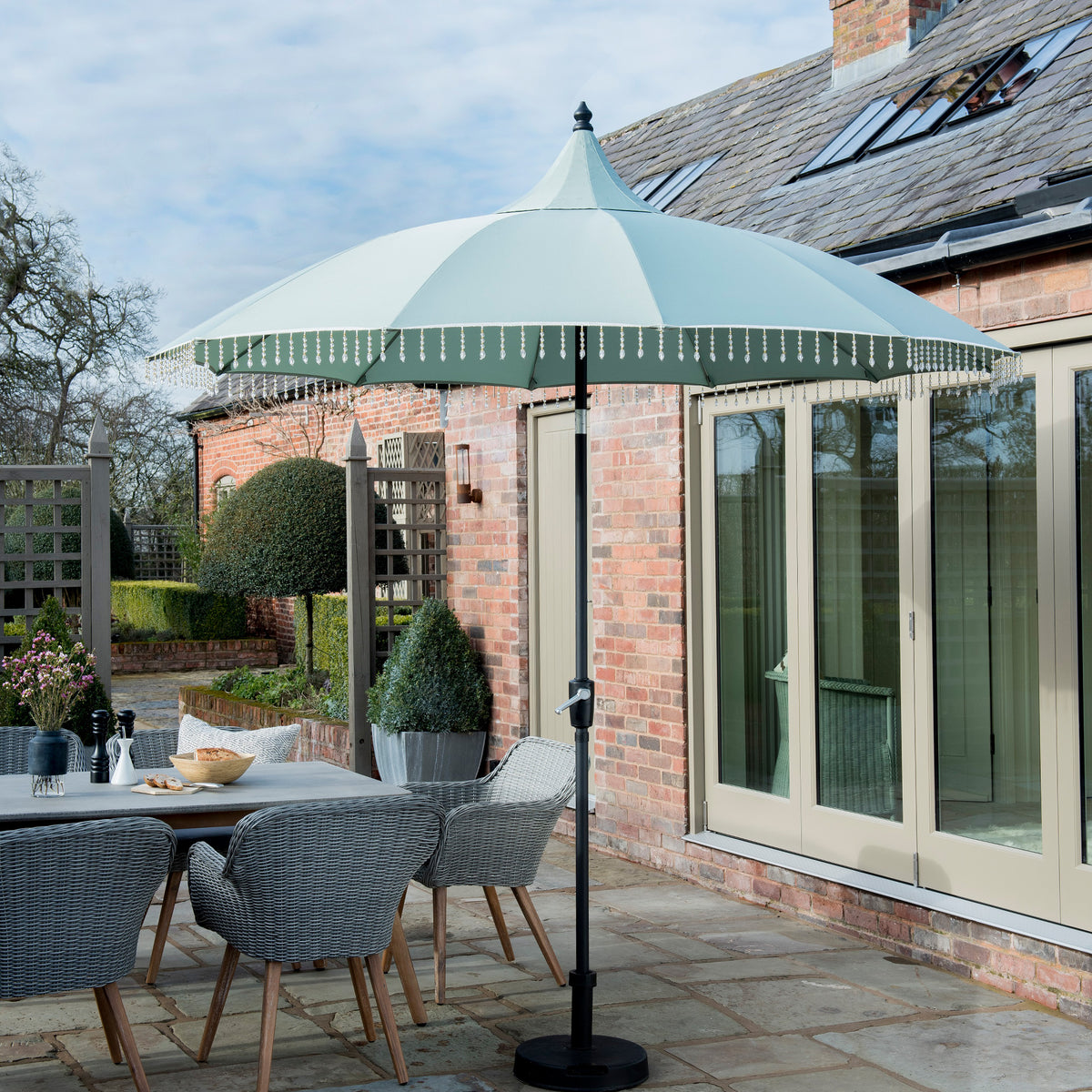 Carrousel Light Green Beaded 2.5m Outdoor Parasol