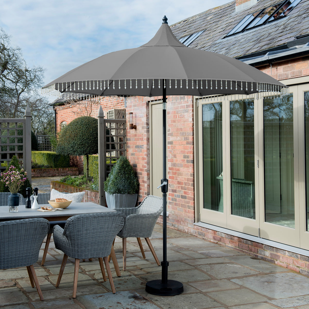 Carrousel Grey Beaded 2.5m Patio Umbrella