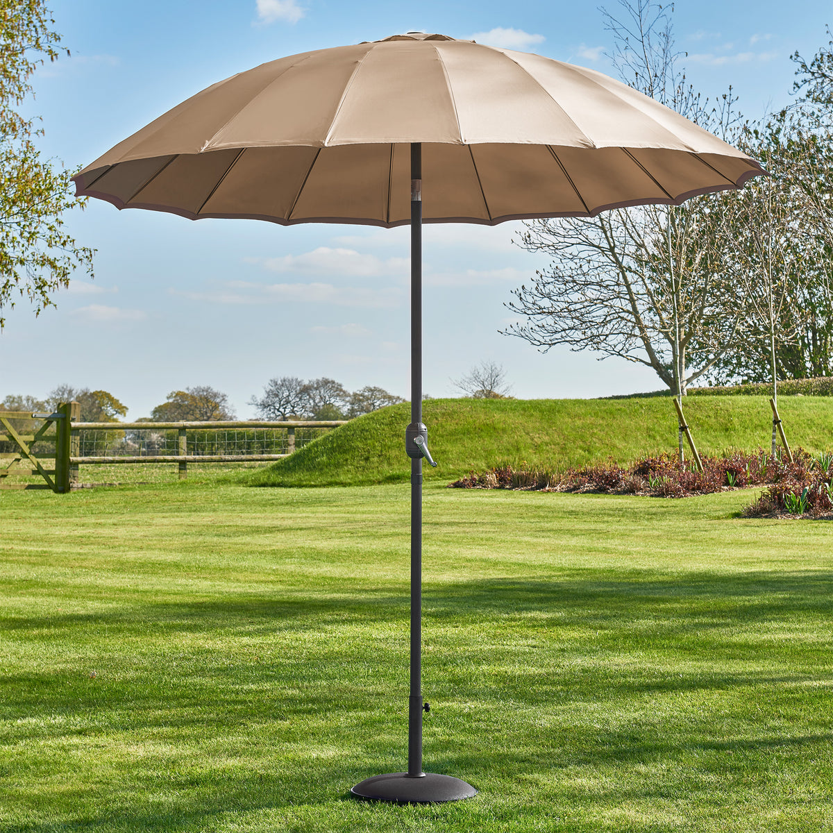Geisha 2.5m Taupe Outdoor Garden Parasol from Roseland