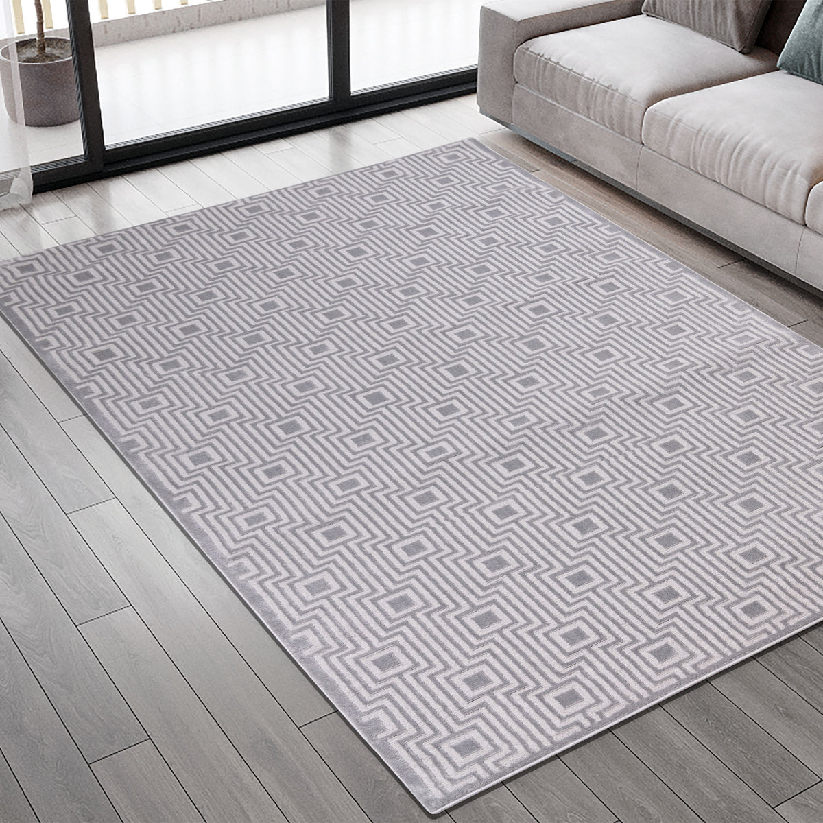 Elmira Geometric Grey Rug for living room