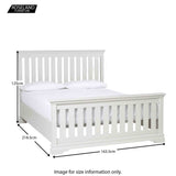 Dimensions for the Melrose Cotton White King Size Slatted Bed Frame