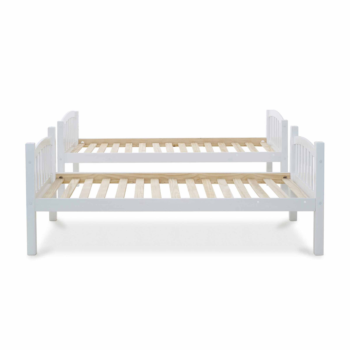 side view of the Liberty White Detached Bunk Beds