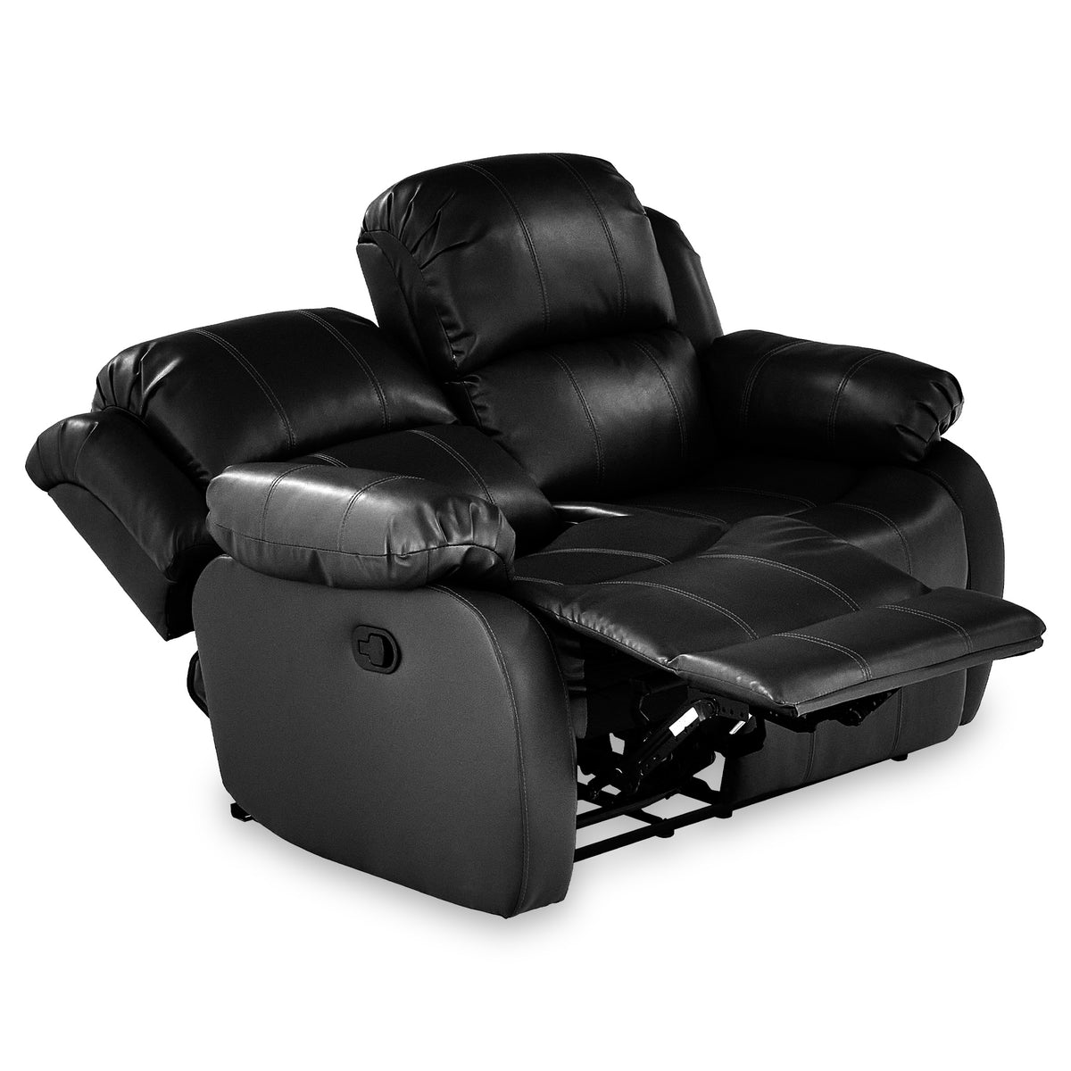 Anton Black Leather Reclining 2 Seater Sofa