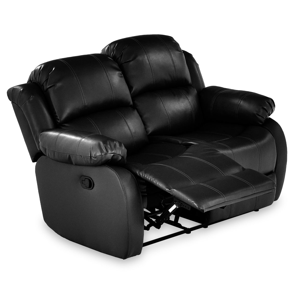 Anton Black Leather Reclining 2 Seater Sofa