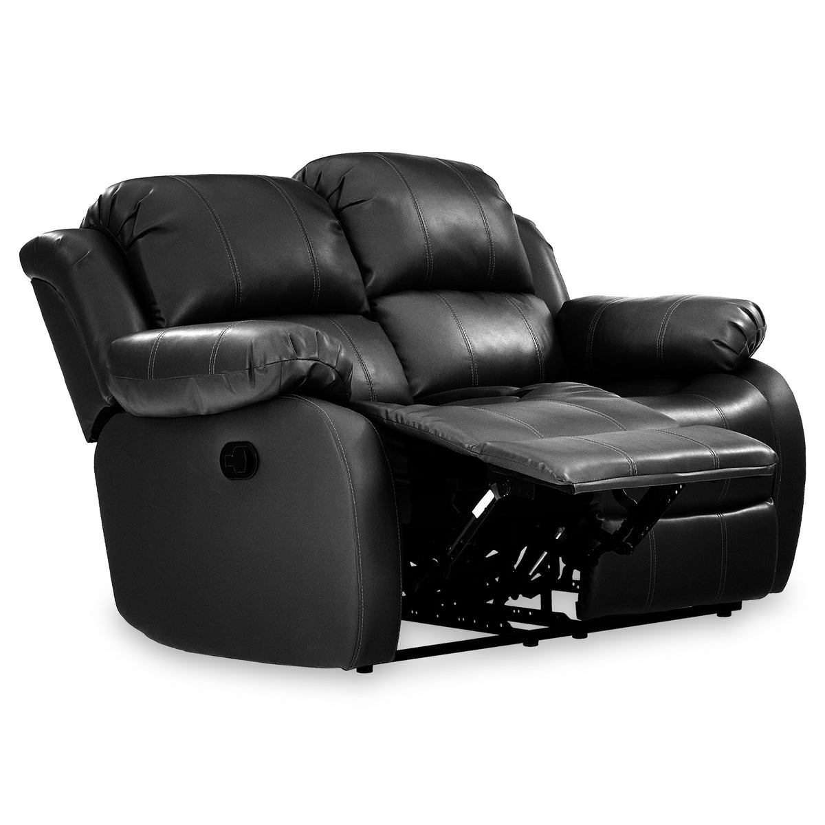 Anton Black Leather Reclining 2 Seater Sofa