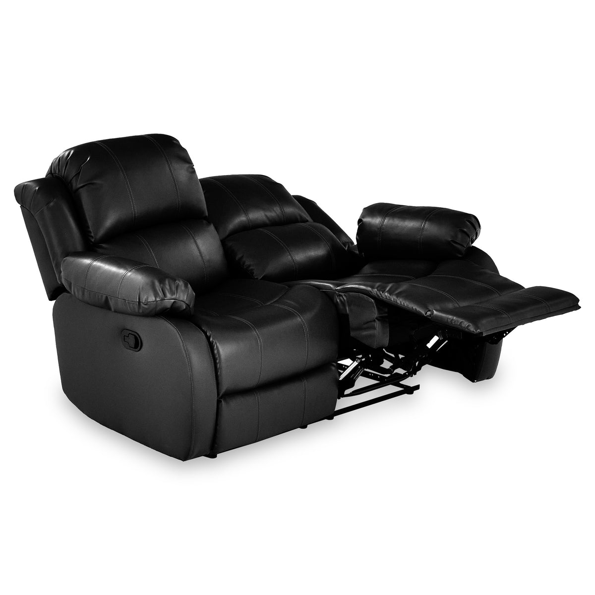 Anton Black Leather Reclining 2 Seater Sofa