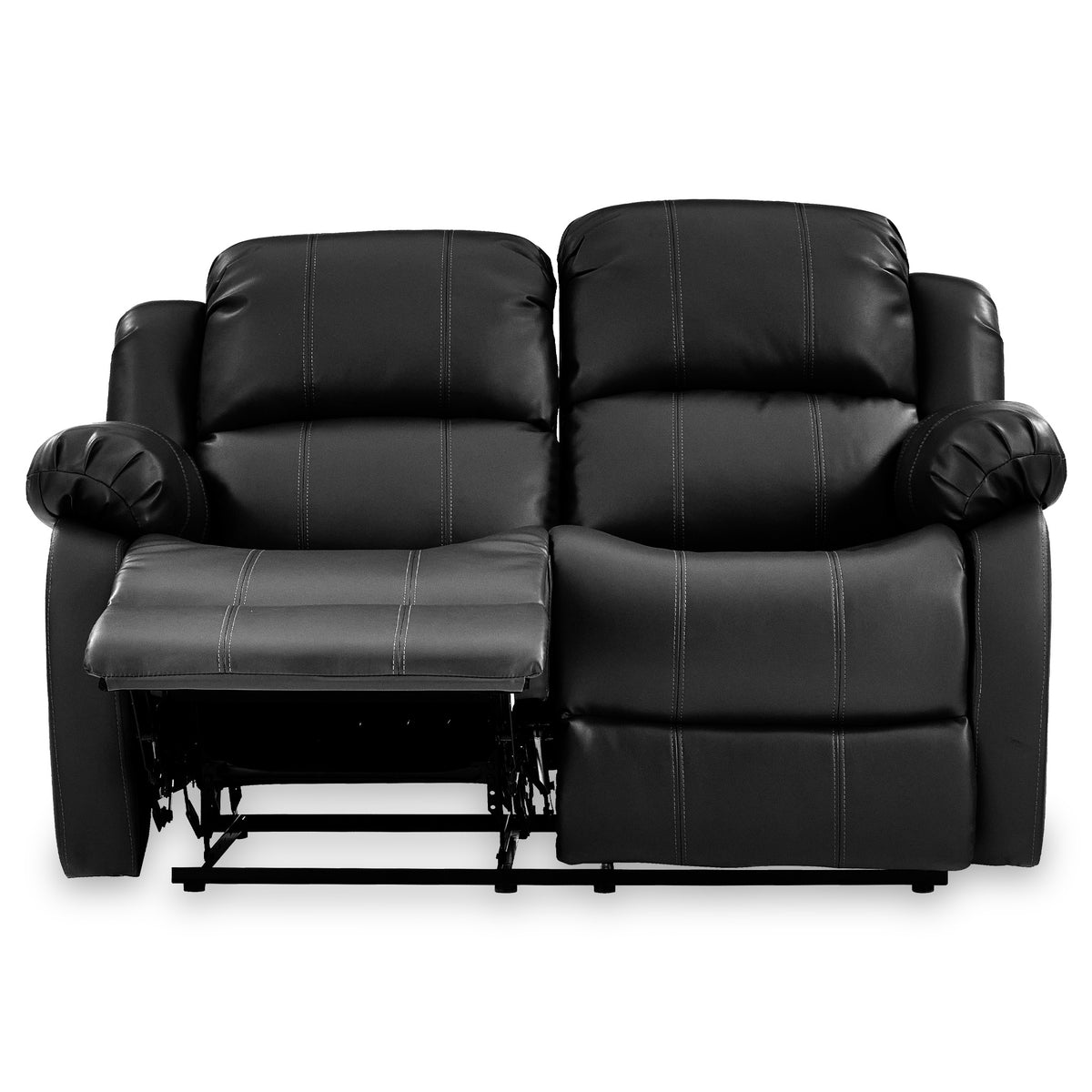 Anton Black Leather Reclining 2 Seater Sofa