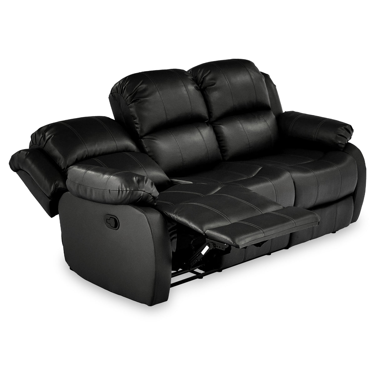Anton Black Leather Reclining 3 Seater Sofa