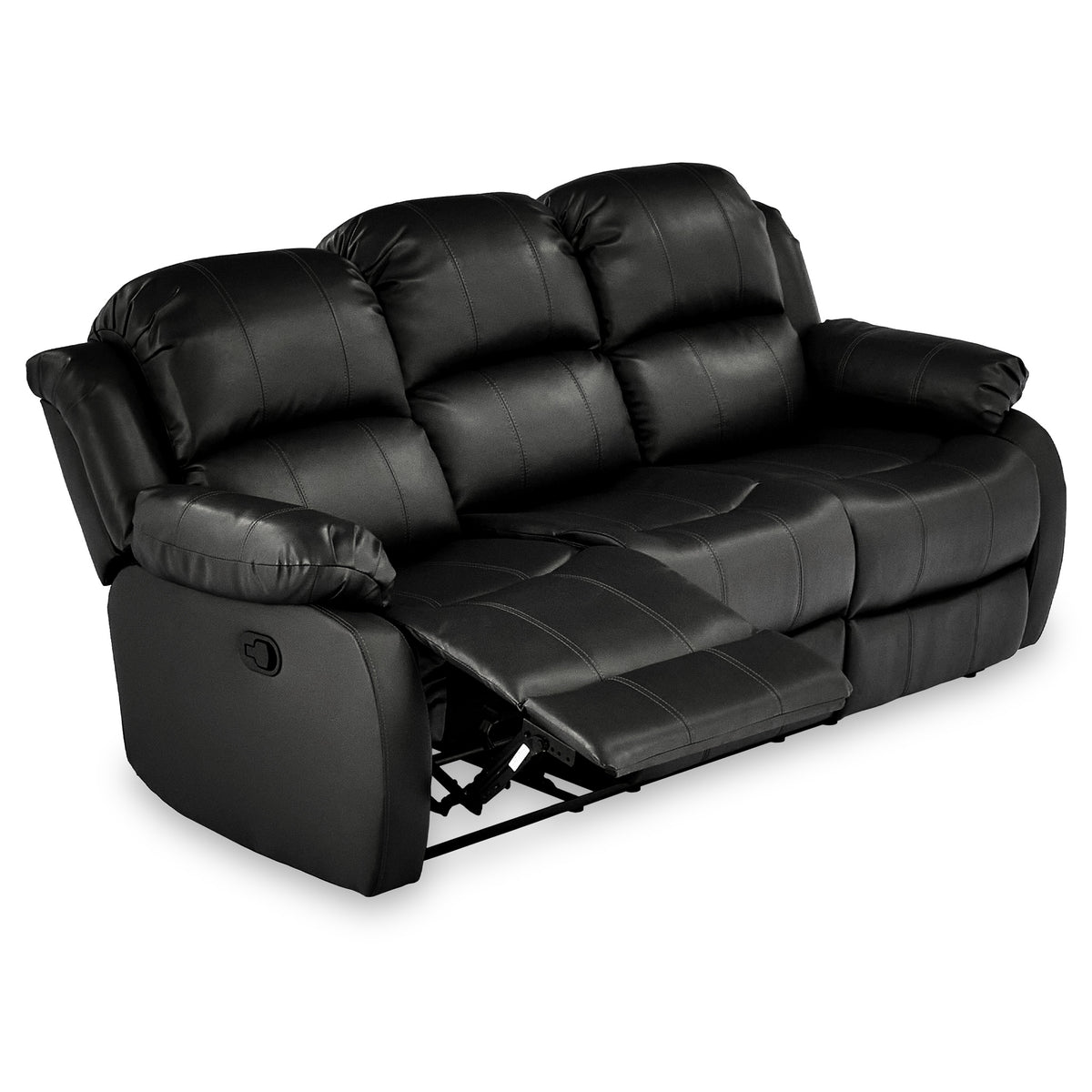 Anton Black Leather Reclining 3 Seater Sofa