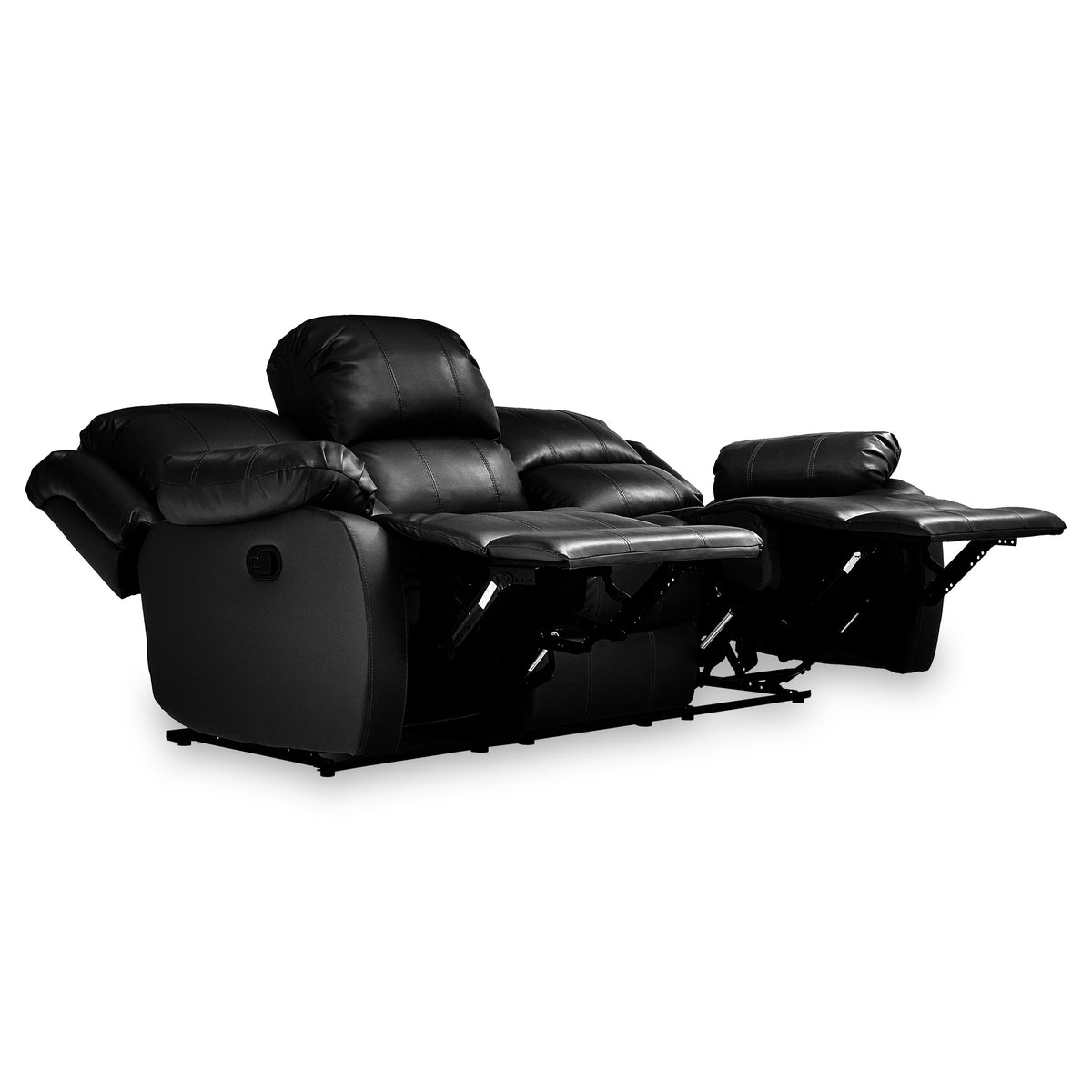 Anton Black Leather Reclining 3 Seater Sofa