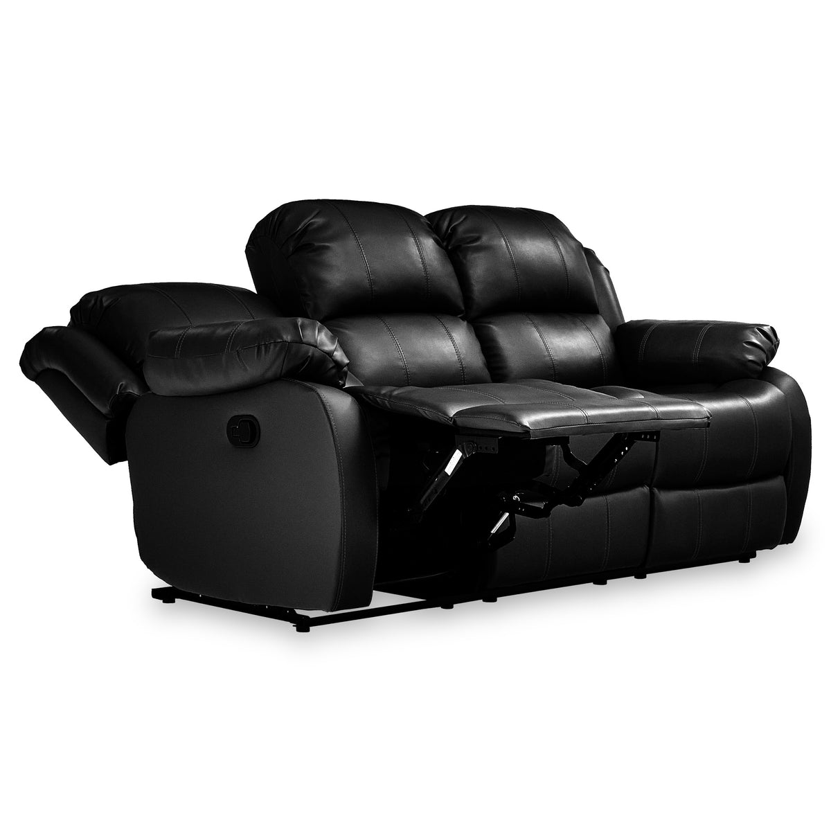 Anton Black Leather Reclining 3 Seater Sofa