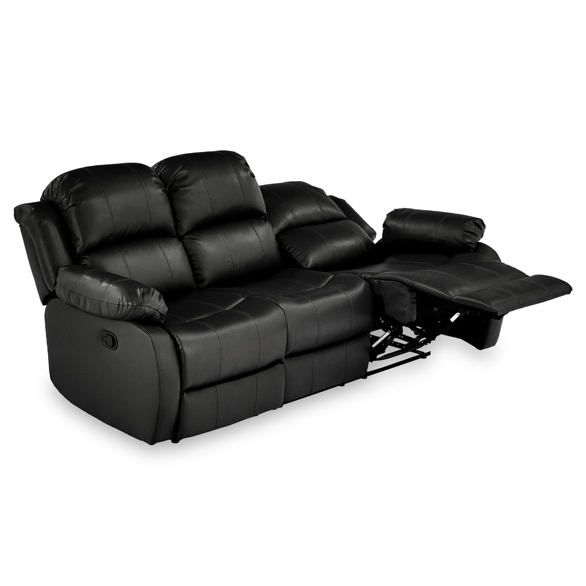 Anton Black Leather Reclining 3 Seater Sofa