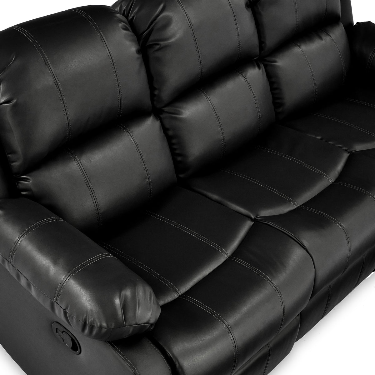 Anton Black Leather Reclining 3 Seater Sofa
