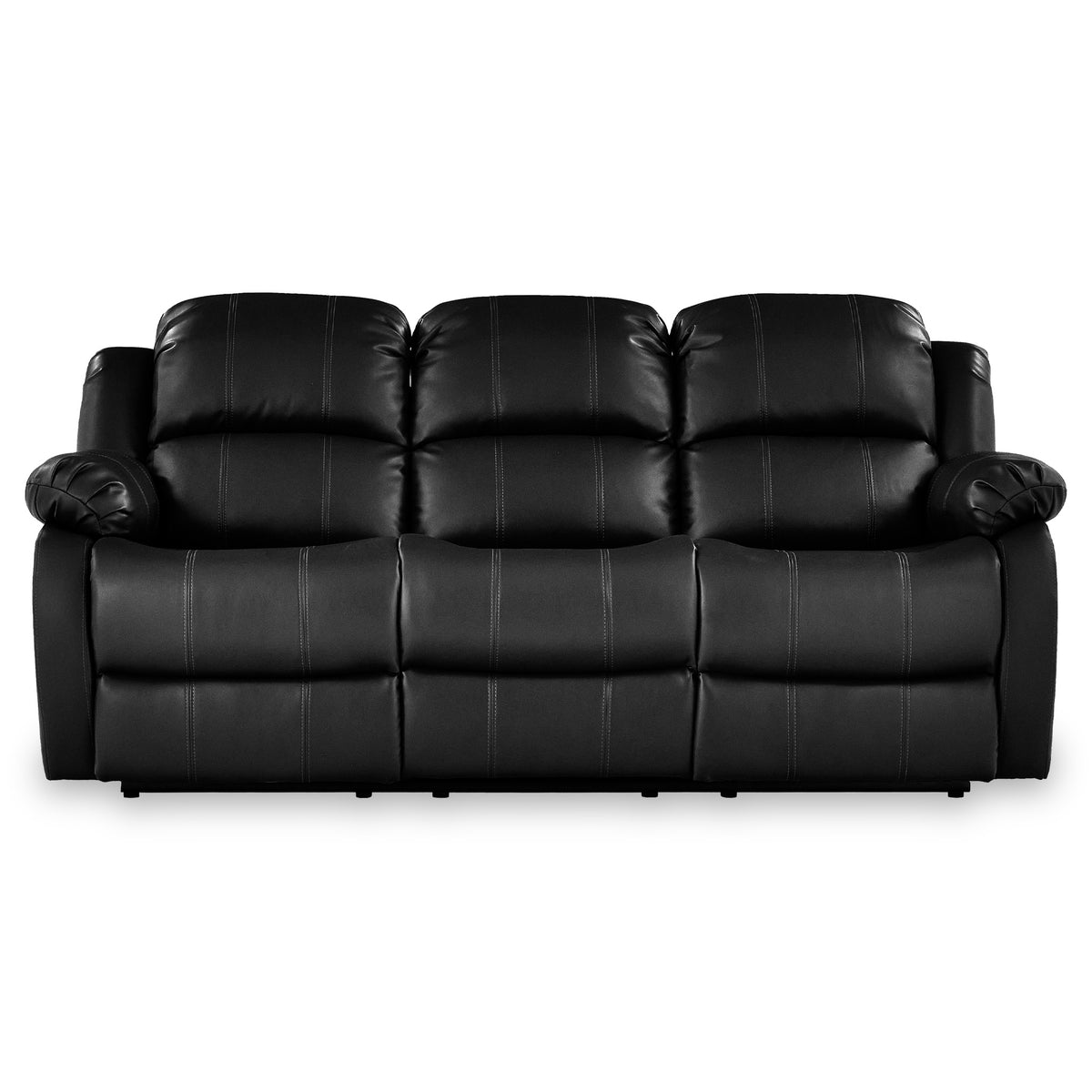 Anton Black Leather Reclining 3 Seater Sofa