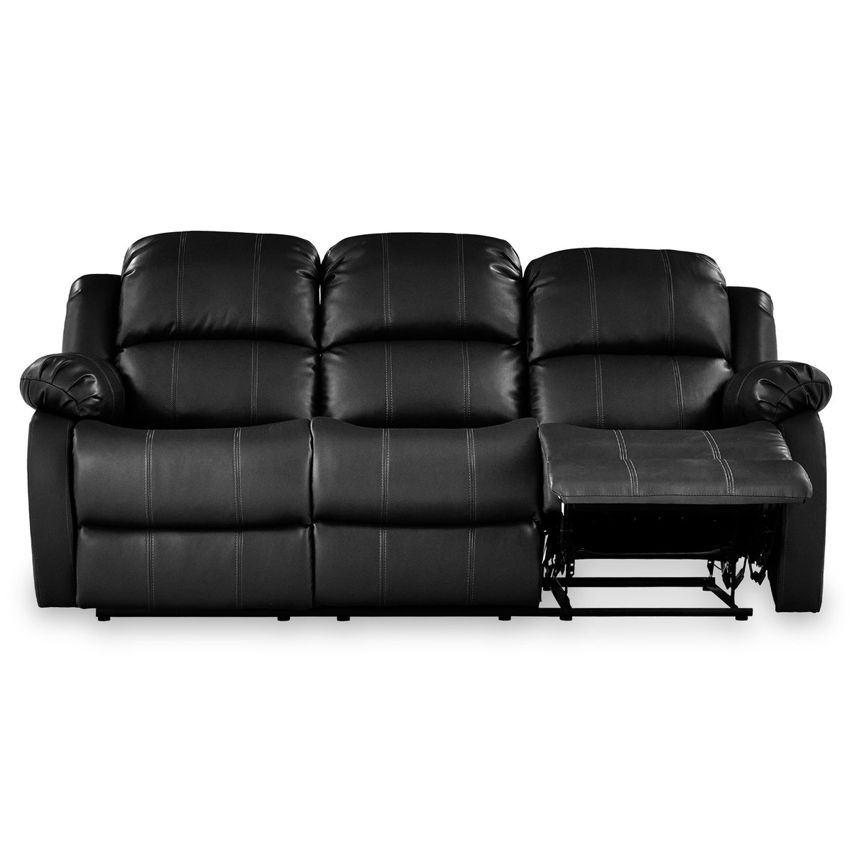 Anton Black Leather Reclining 3 Seater Sofa