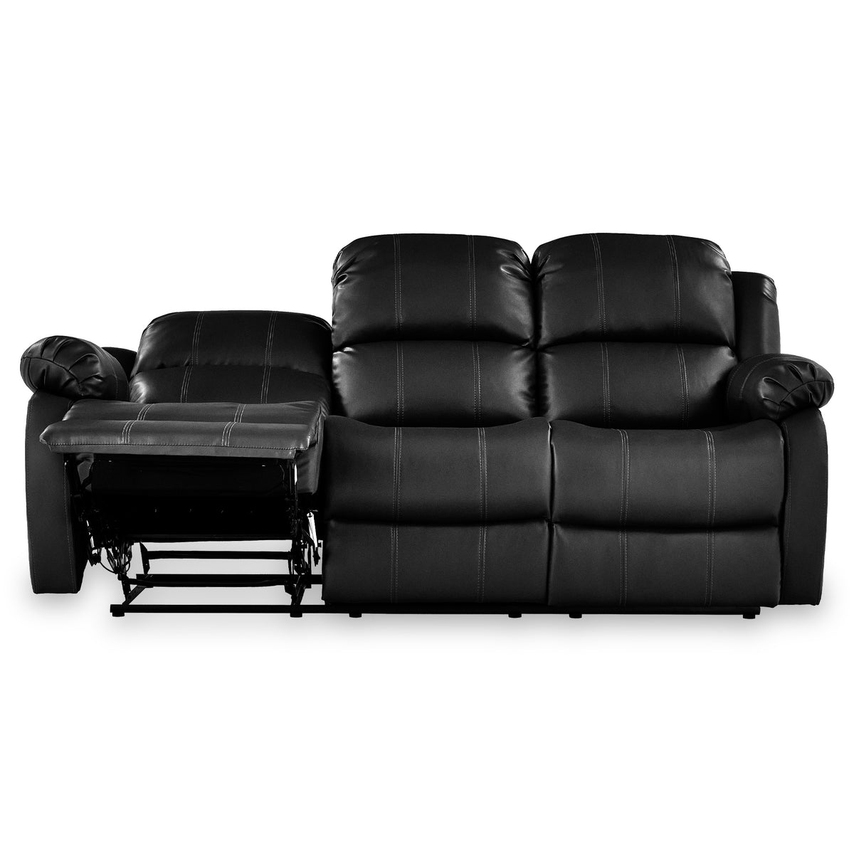 Anton Black Leather Reclining 3 Seater Sofa