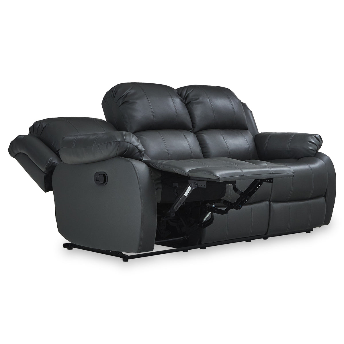 Anton Grey Leather Reclining 3 Seater Sofa