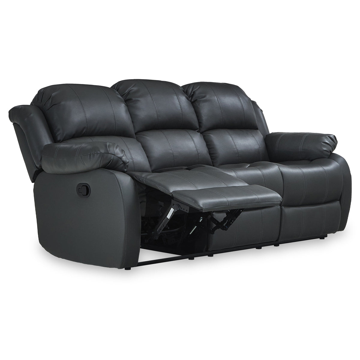 Anton Grey Leather Reclining 3 Seater Sofa
