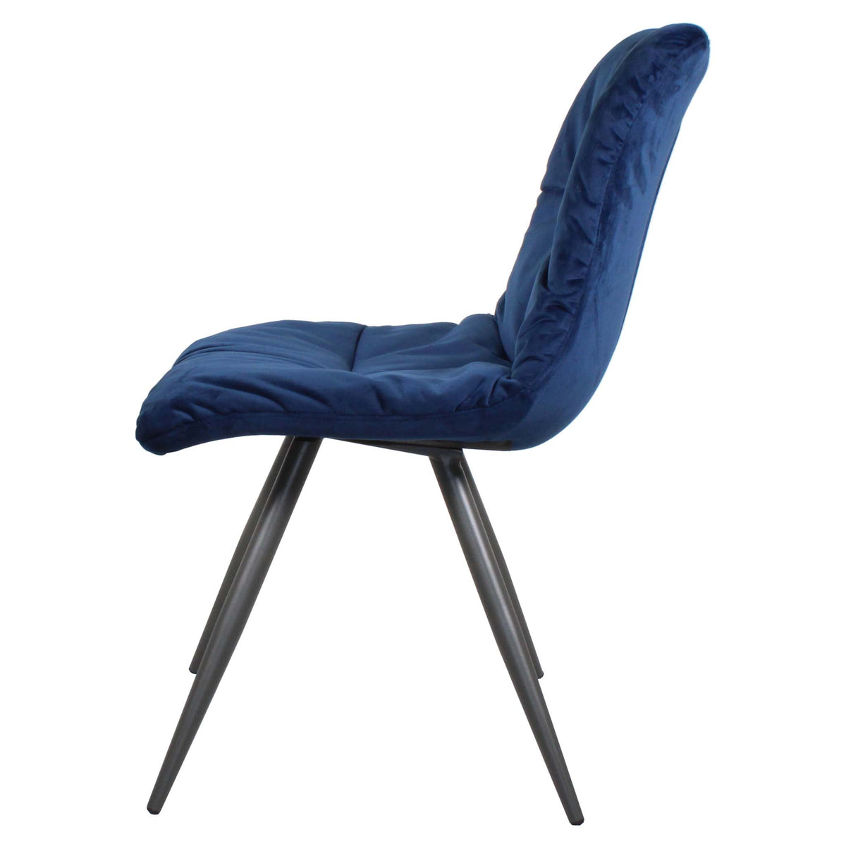 Side view of Blue Addison Velvet Chair from Roseland Furniture