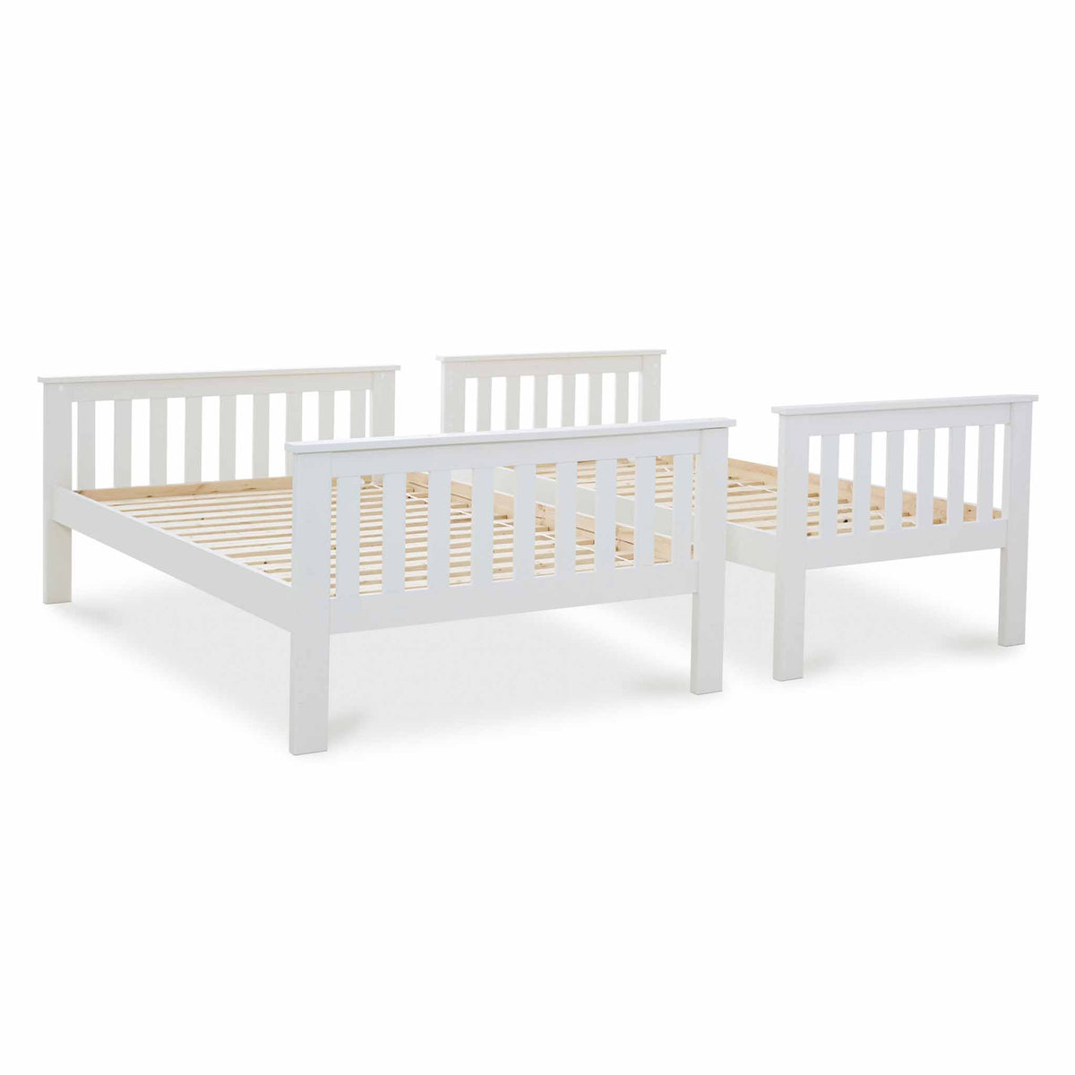 detached 3ft single & 4ft small double beds on the Carlson White Triple Sleeper Bunk Bed