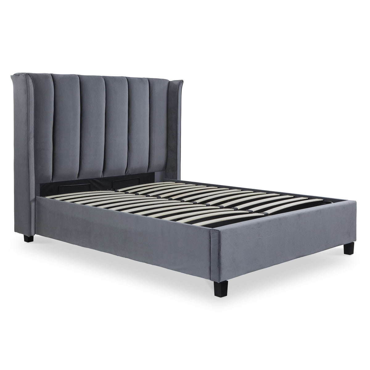 Mia Grey Velvet 4ft6 Double Ottoman Bed Frame from Roseland Furniture