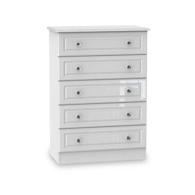 Kinsley White Gloss 5 Drawer Chest