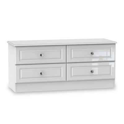 Kinsley White Gloss 4 Drawer Low Storage Unit