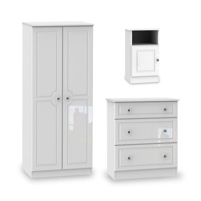 Kinsley White Gloss 3 Piece Bedroom Set