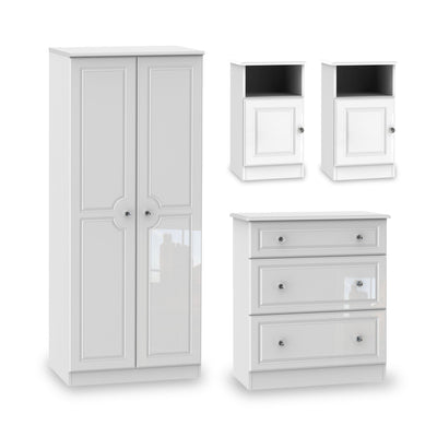 Kinsley White Gloss 4 Piece Bedroom Set