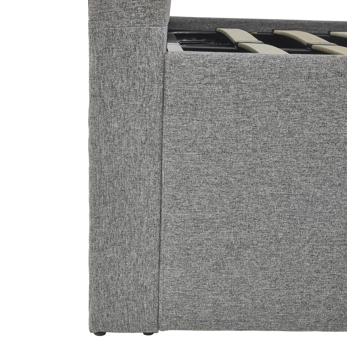 Floss Grey Faux Linen Ottoman Bed Frame