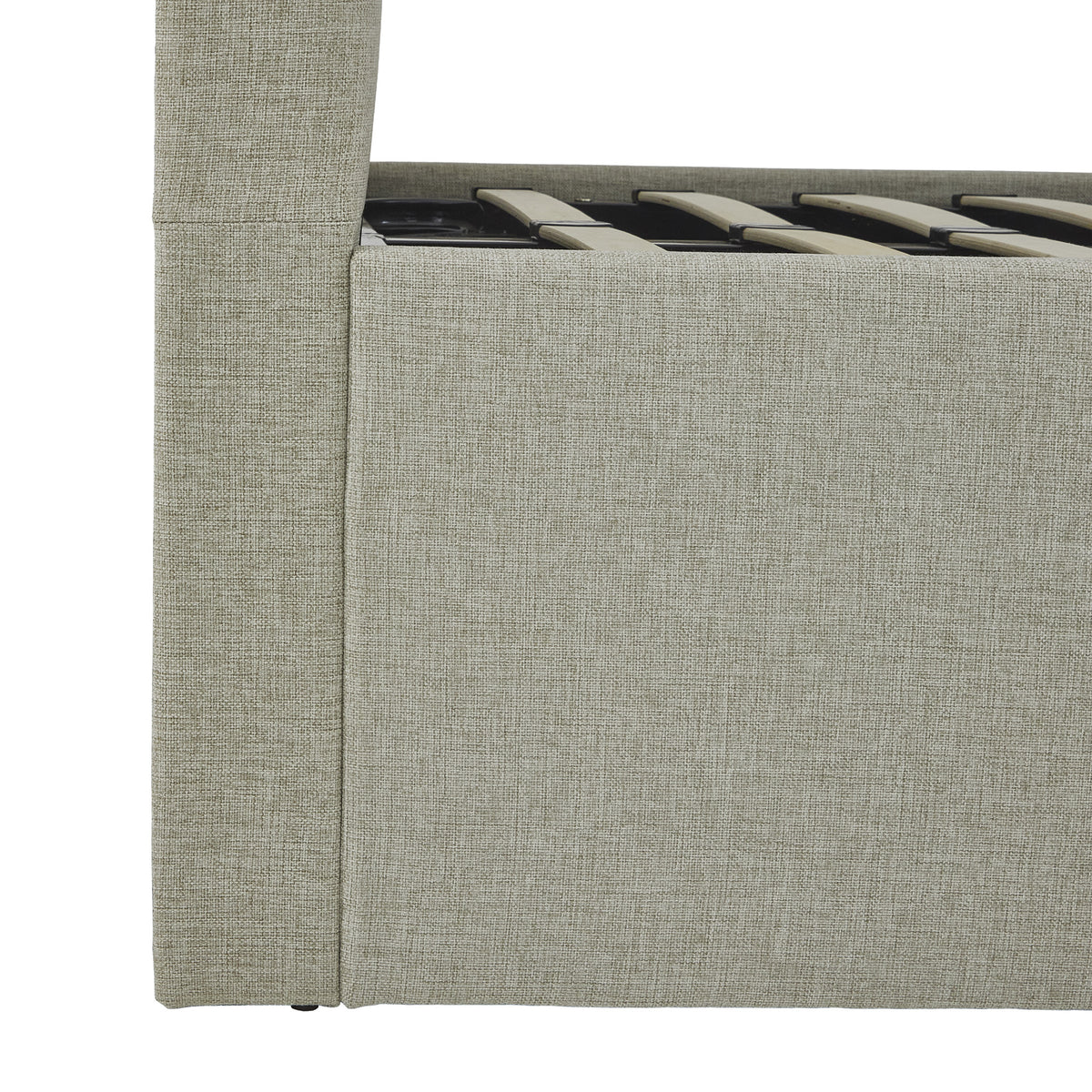 Floss Oatmeal Faux Linen Ottoman Bed Frame