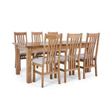 6 Natural Slatted Chairs with the Falmouth Oak Large Extending Dining Table