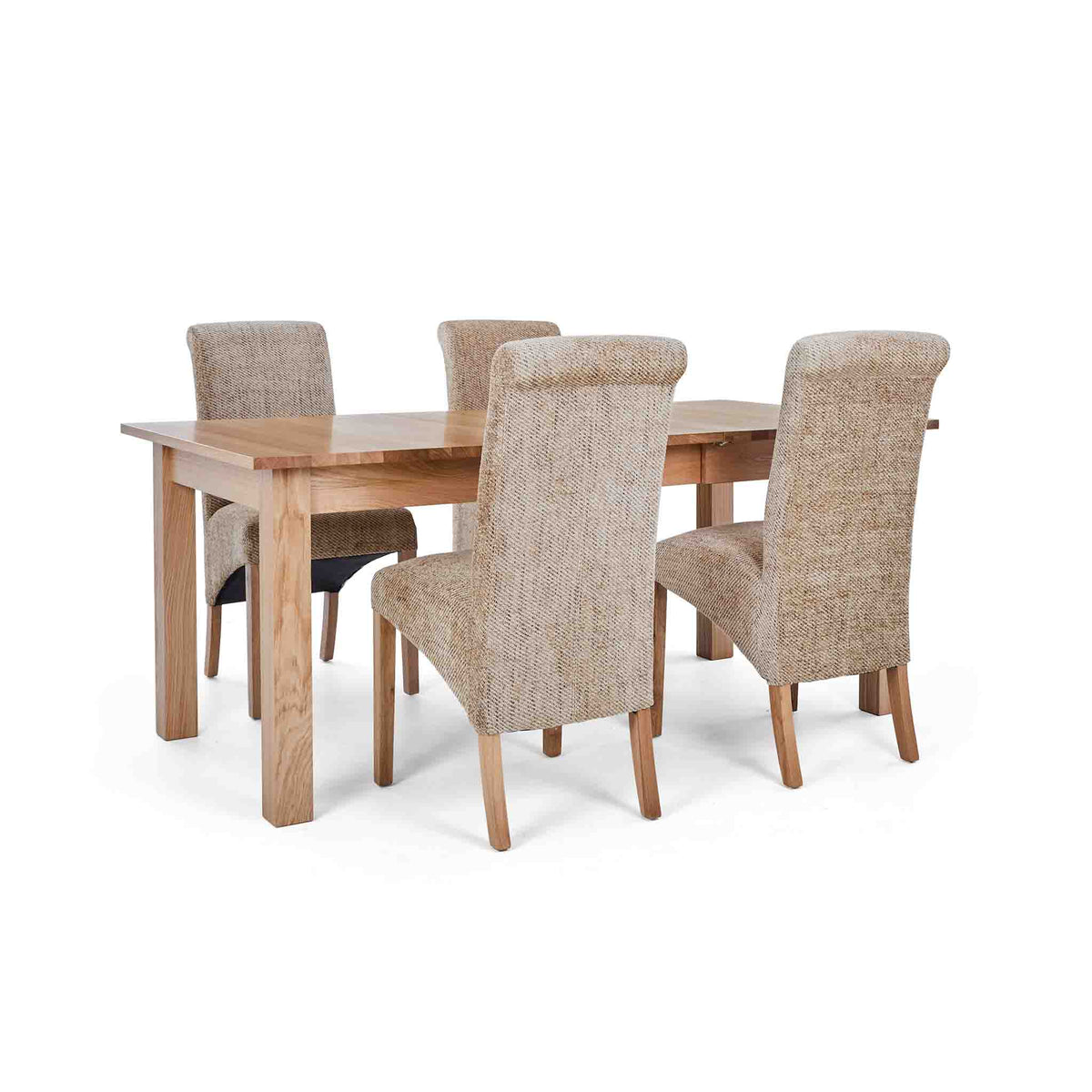4 Wheat Bibury Chairs with the Falmouth Oak Large Extending Dining Table
